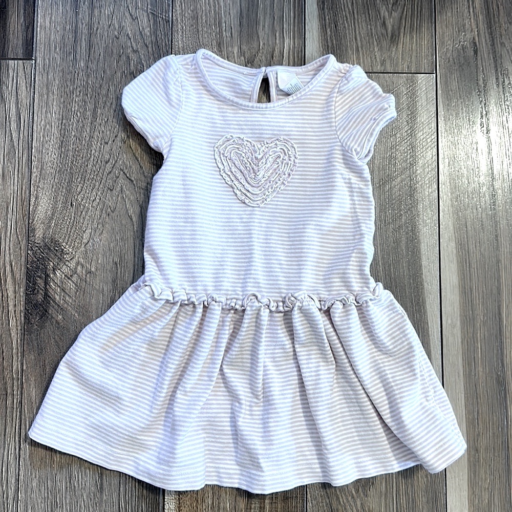 Janie and Jack Pink and White Stripped Cotton Short Sleeved Dress Size 2T.